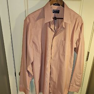 Stafford-Men's Red Striped Casual Button Down Shirt SIZE 17(36-37L)